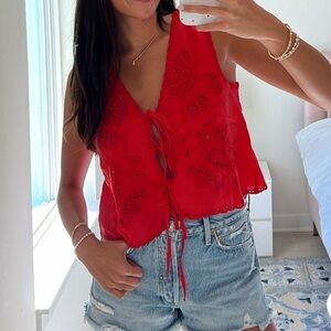 Free people red sweet escape top